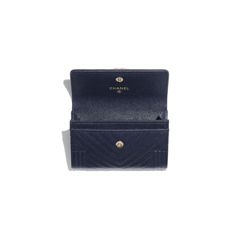 boy chanel card holder navy blue and black|Chanel card holder zipped.